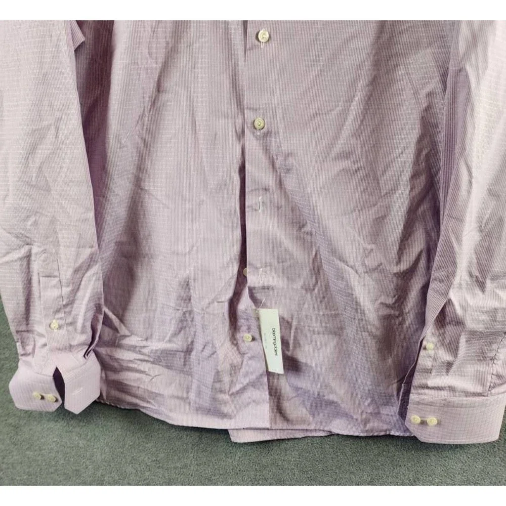 Eton Signature Dobby Contemporary-Fit Dress Shirt Men 17.5 Purple Button Closure